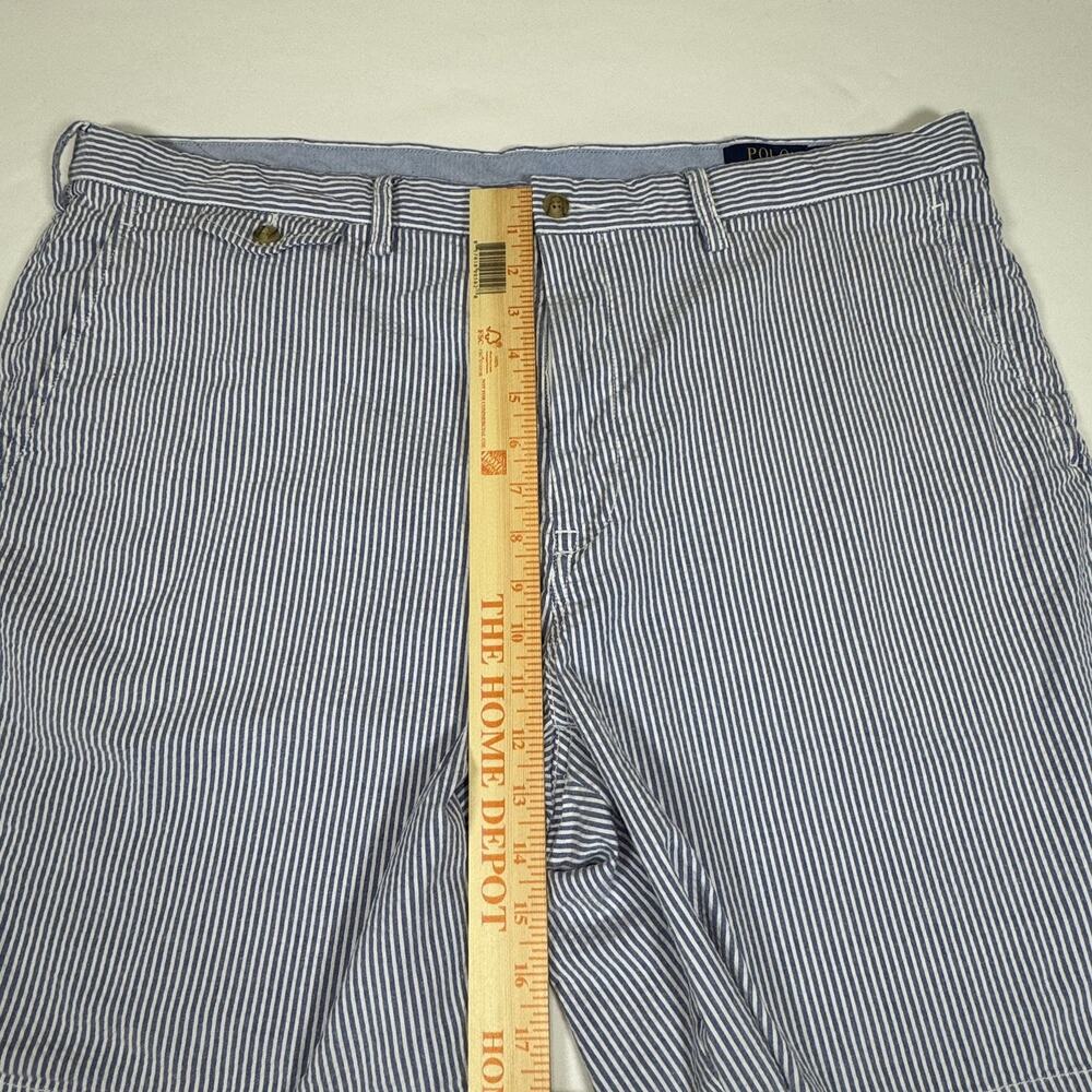 Polo Ralph Lauren Mens Blue White Seersucker Striped Preppy Stretch Shorts Sz 40 - Picture 15 of 15